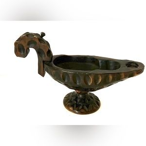 Vintage Hand Carved Wood Decorative Bowl. Made In Spain